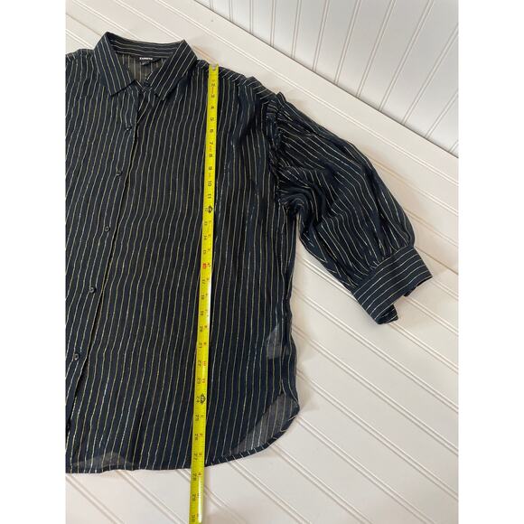 Express and Violet & Claire Black Dotted Blouse & Striped Shirt Bundle Size XL - Picture 11 of 13